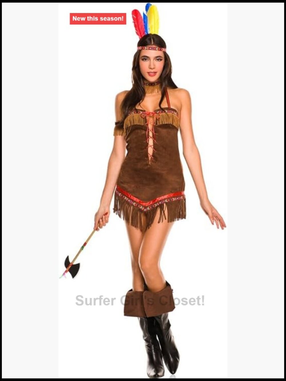 Faux Fur Fringe Trim Sexy Tribal Princess Costume
